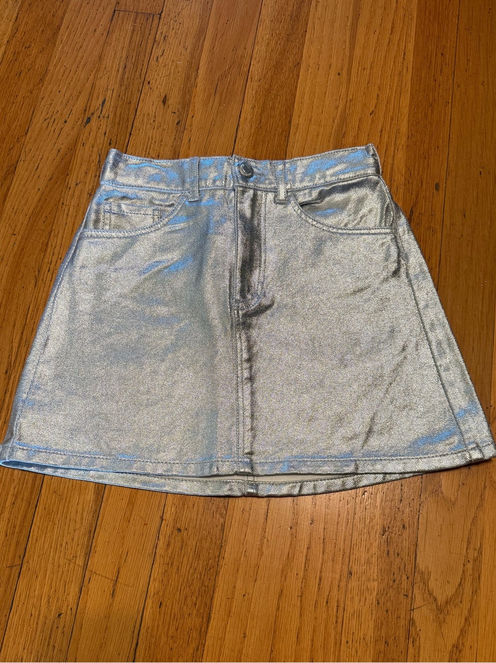 H&M Metallic Silver Mini Skirt